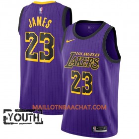 Maillot NBA Los Angeles Lakers LeBron James 23 2018-19 Nike City Edition Violet Swingman - Enfant